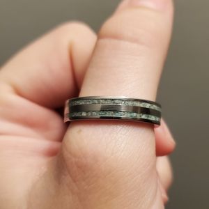 Titanium Moss Agate Ring - Men's
